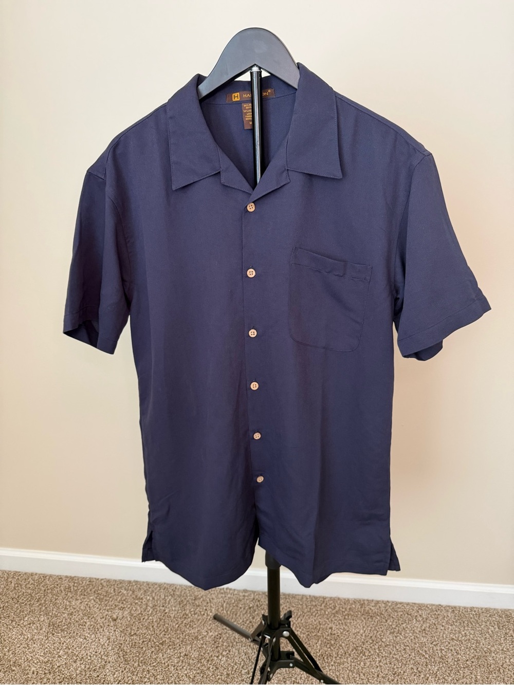 Harrison Men's‎ Navy Short-Sleeve Button-Down Camp Shirt